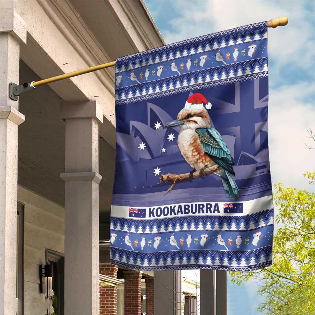 Aussie Kookaburra Garden Flag Merry Christmas Blue Style