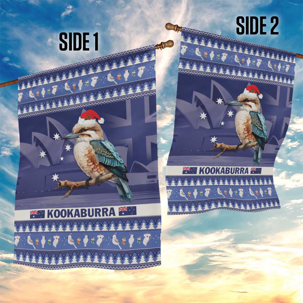 Aussie Kookaburra Garden Flag Merry Christmas Blue Style