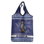 Aussie Kookaburra Grocery Bag Merry Christmas Blue Style