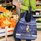 Aussie Kookaburra Grocery Bag Merry Christmas Blue Style