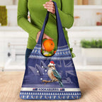 Aussie Kookaburra Grocery Bag Merry Christmas Blue Style