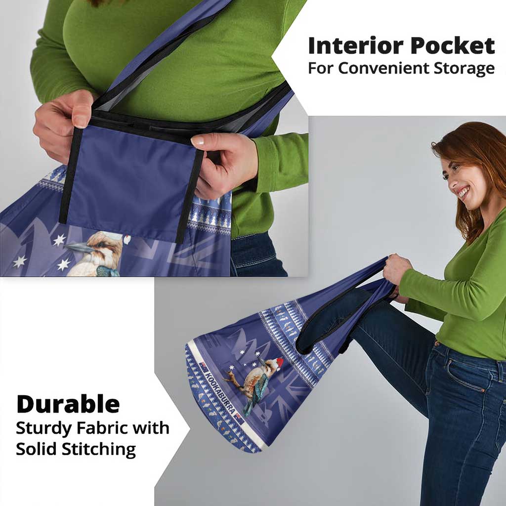 Aussie Kookaburra Grocery Bag Merry Christmas Blue Style
