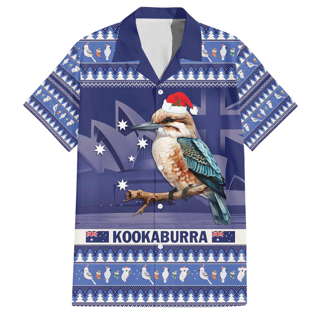 Aussie Kookaburra Hawaiian Shirt Merry Christmas Blue Style