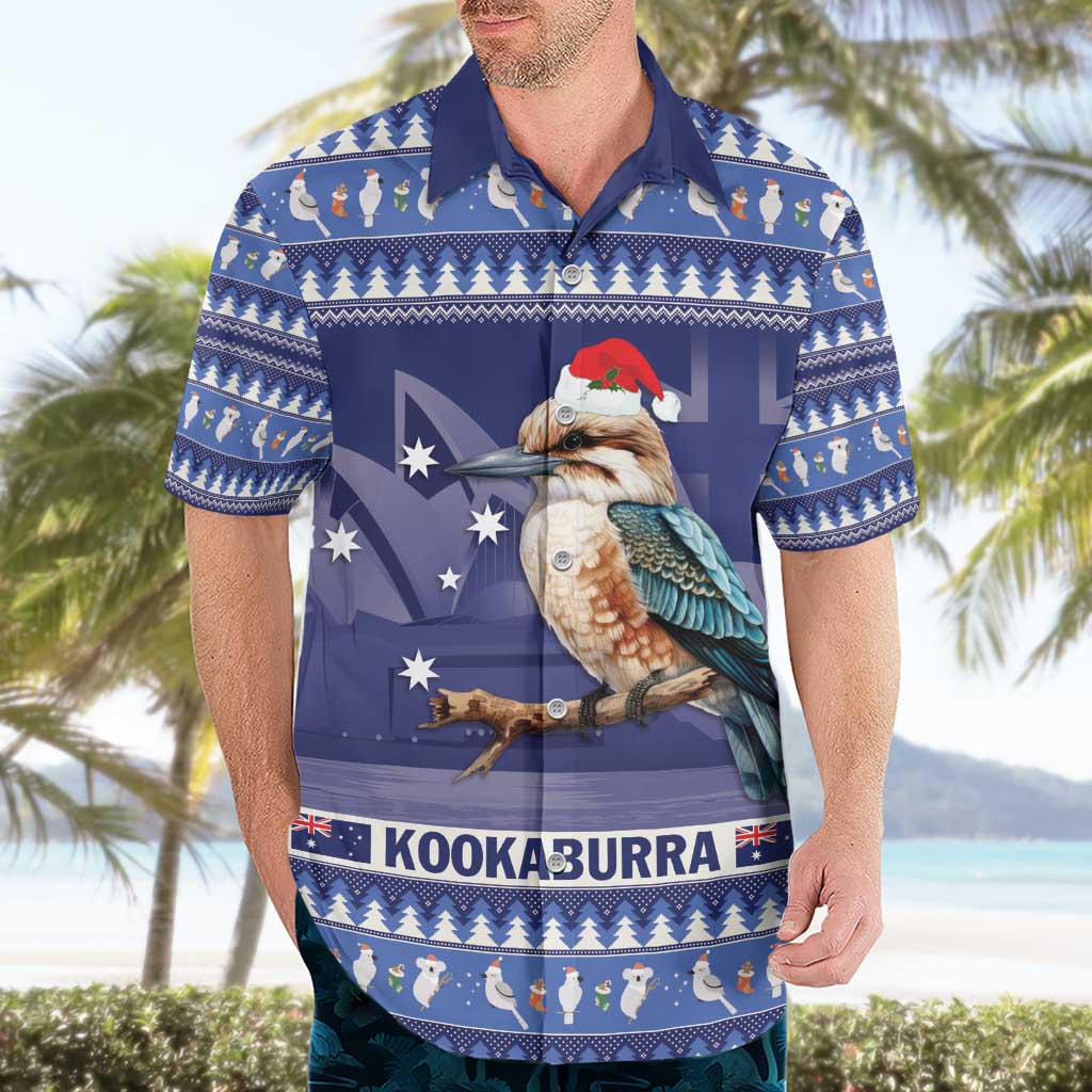 Aussie Kookaburra Hawaiian Shirt Merry Christmas Blue Style