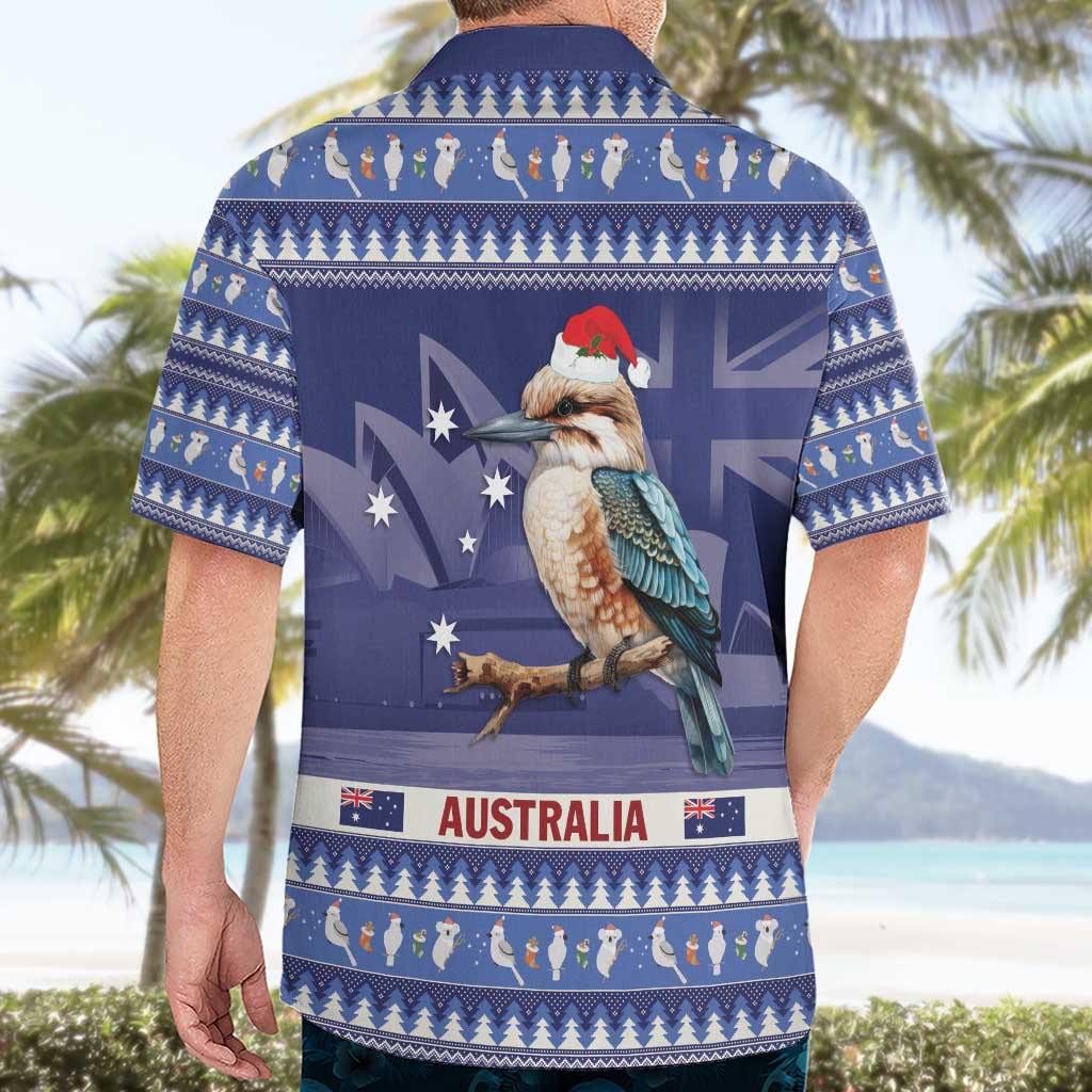 Aussie Kookaburra Hawaiian Shirt Merry Christmas Blue Style