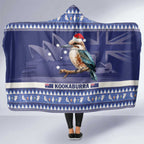 Aussie Kookaburra Hooded Blanket Merry Christmas Blue Style