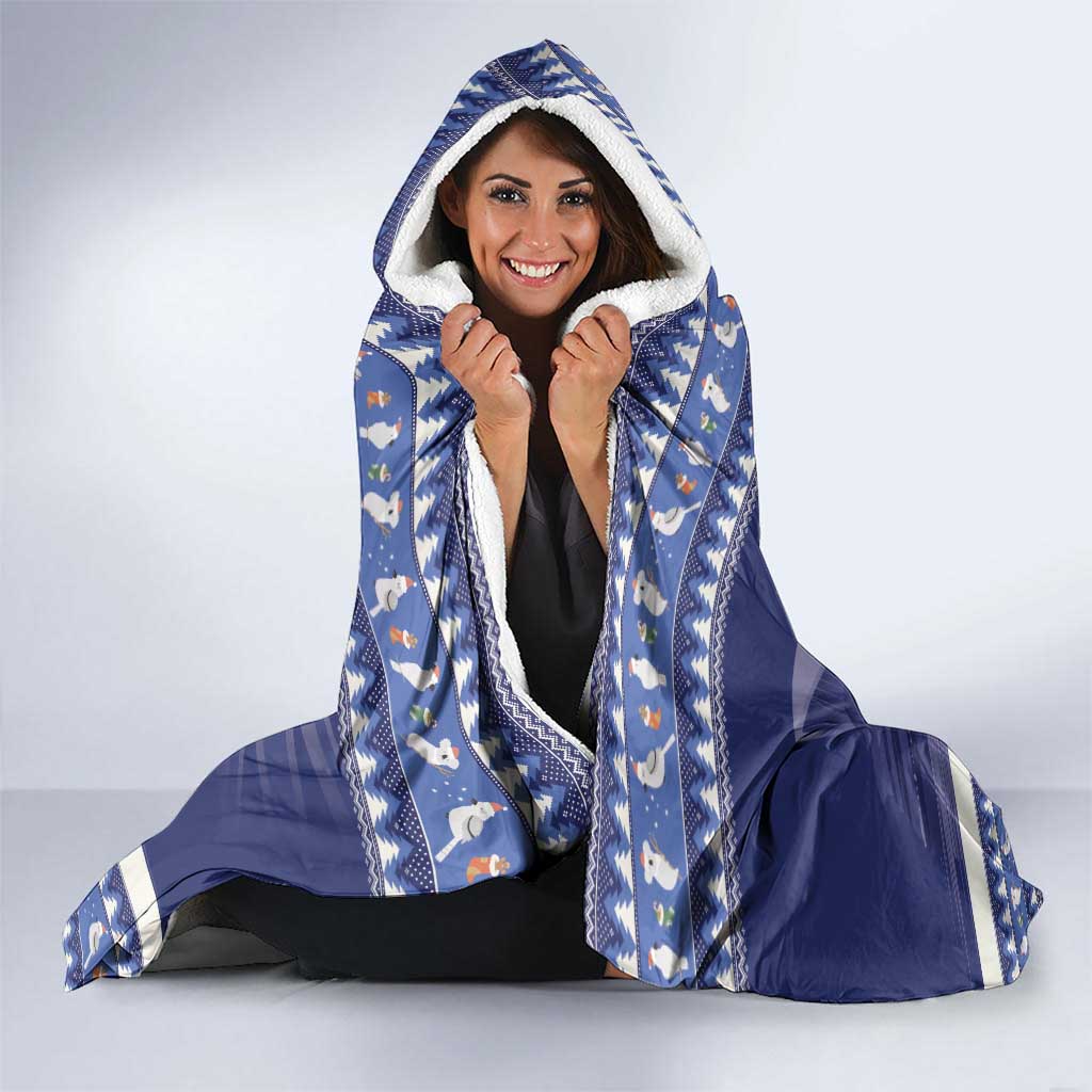 Aussie Kookaburra Hooded Blanket Merry Christmas Blue Style