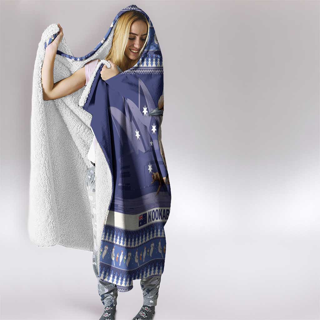 Aussie Kookaburra Hooded Blanket Merry Christmas Blue Style