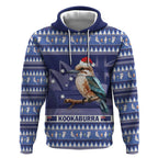Aussie Kookaburra Hoodie Merry Christmas Blue Style