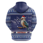 Aussie Kookaburra Hoodie Merry Christmas Blue Style