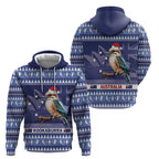 Aussie Kookaburra Hoodie Merry Christmas Blue Style