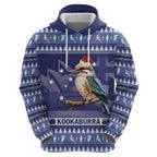 Aussie Kookaburra Hoodie Merry Christmas Blue Style