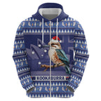 Aussie Kookaburra Hoodie Merry Christmas Blue Style