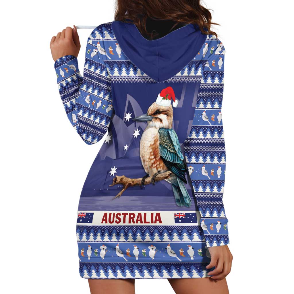 Aussie Kookaburra Hoodie Dress Merry Christmas Blue Style