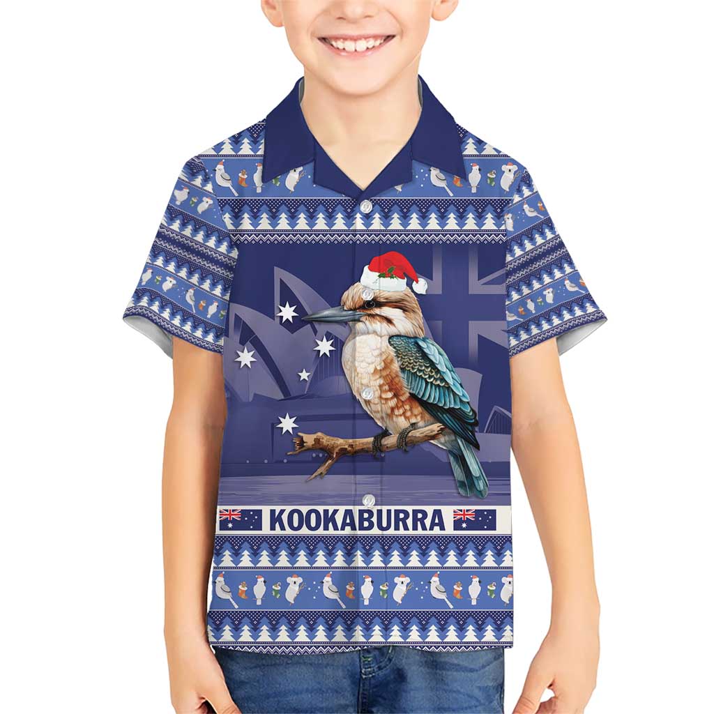 Aussie Kookaburra Kid Hawaiian Shirt Merry Christmas Blue Style