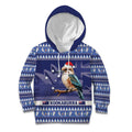 Aussie Kookaburra Kid Hoodie Merry Christmas Blue Style