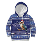 Aussie Kookaburra Kid Hoodie Merry Christmas Blue Style