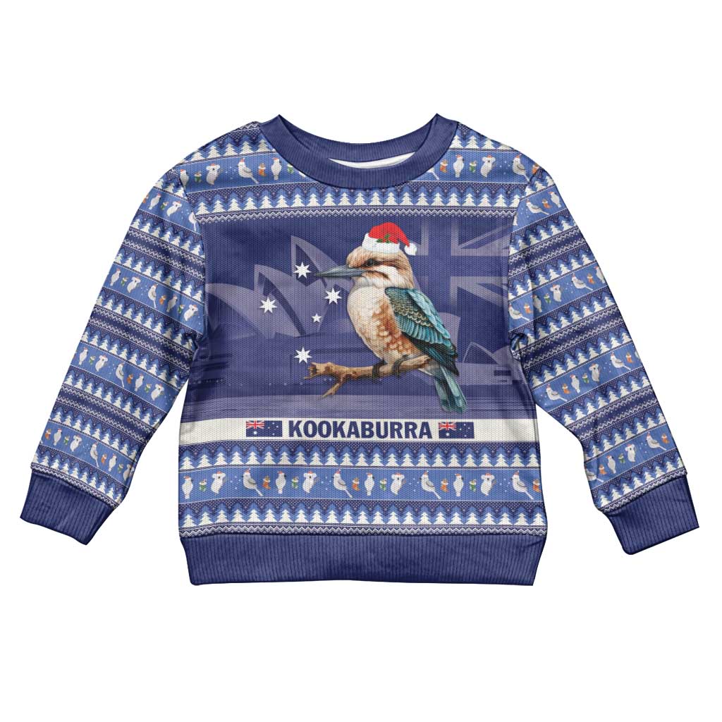 Aussie Kookaburra Kid Ugly Christmas Sweater Merry Christmas Blue Style