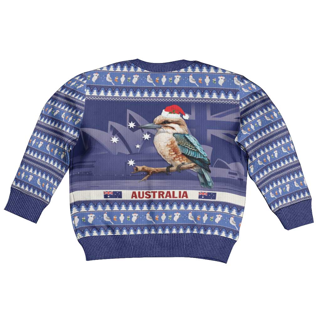 Aussie Kookaburra Kid Ugly Christmas Sweater Merry Christmas Blue Style