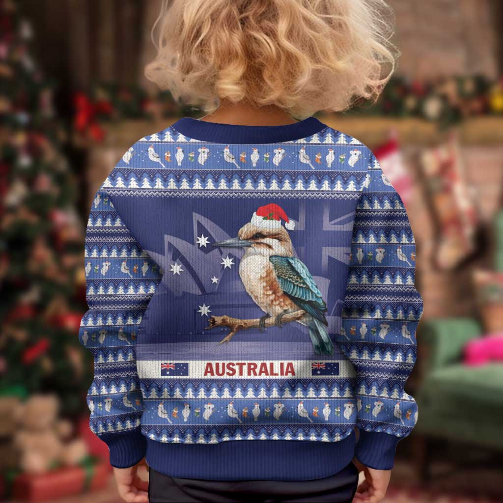 Aussie Kookaburra Kid Ugly Christmas Sweater Merry Christmas Blue Style