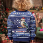 Aussie Kookaburra Kid Ugly Christmas Sweater Merry Christmas Blue Style