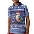 Aussie Kookaburra Kid Polo Shirt Merry Christmas Blue Style