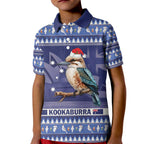 Aussie Kookaburra Kid Polo Shirt Merry Christmas Blue Style