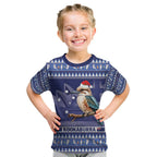 Aussie Kookaburra Kid T Shirt Merry Christmas Blue Style