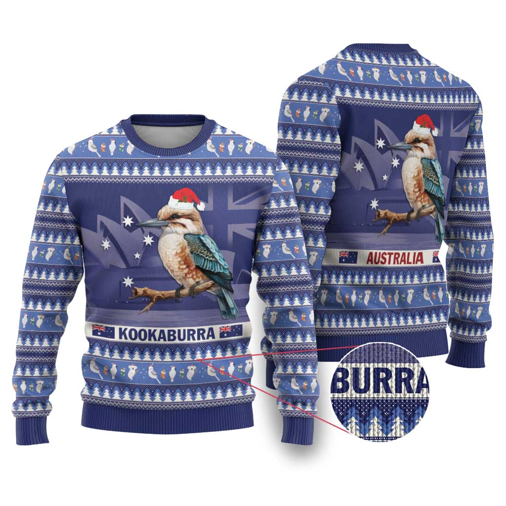 Aussie Kookaburra Ugly Christmas Sweater Merry Christmas Blue Style