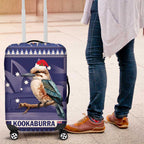 Aussie Kookaburra Luggage Cover Merry Christmas Blue Style