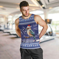 Aussie Kookaburra Men Tank Top Merry Christmas Blue Style