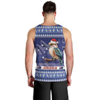 Aussie Kookaburra Men Tank Top Merry Christmas Blue Style