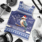 Aussie Kookaburra Men Tank Top Merry Christmas Blue Style