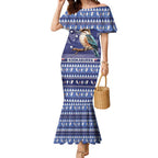 Aussie Kookaburra Mermaid Dress Merry Christmas Blue Style