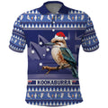 Aussie Kookaburra Polo Shirt Merry Christmas Blue Style