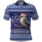 Aussie Kookaburra Polo Shirt Merry Christmas Blue Style