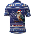 Aussie Kookaburra Polo Shirt Merry Christmas Blue Style