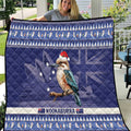 Aussie Kookaburra Quilt Merry Christmas Blue Style