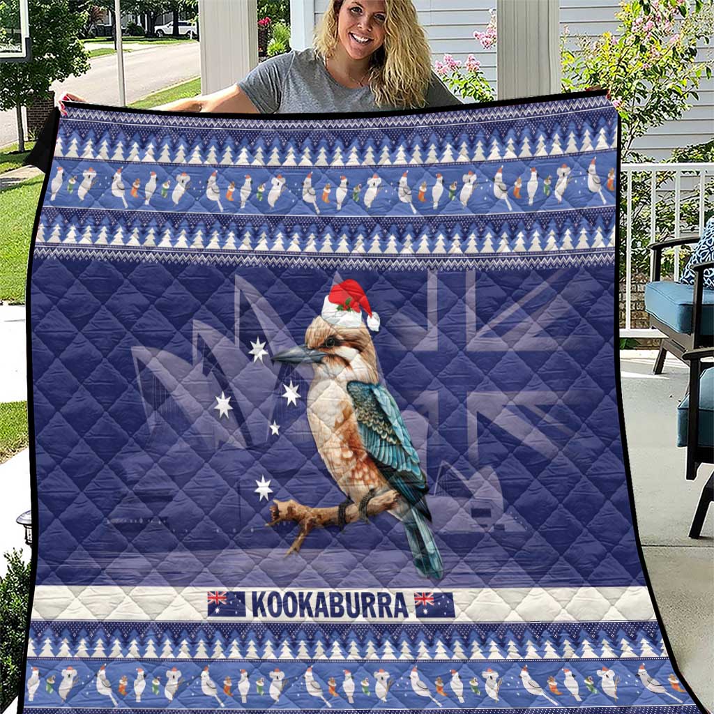 Aussie Kookaburra Quilt Merry Christmas Blue Style