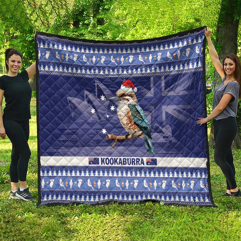 Aussie Kookaburra Quilt Merry Christmas Blue Style