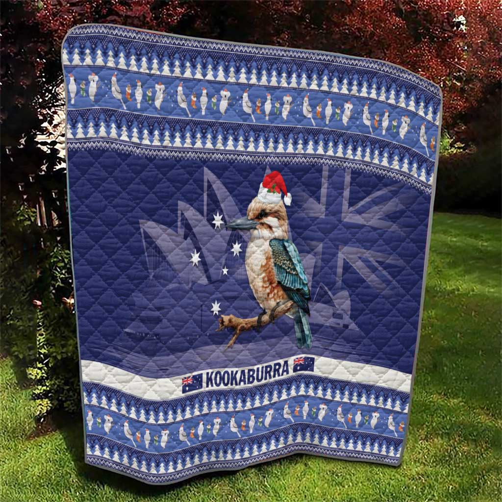 Aussie Kookaburra Quilt Merry Christmas Blue Style