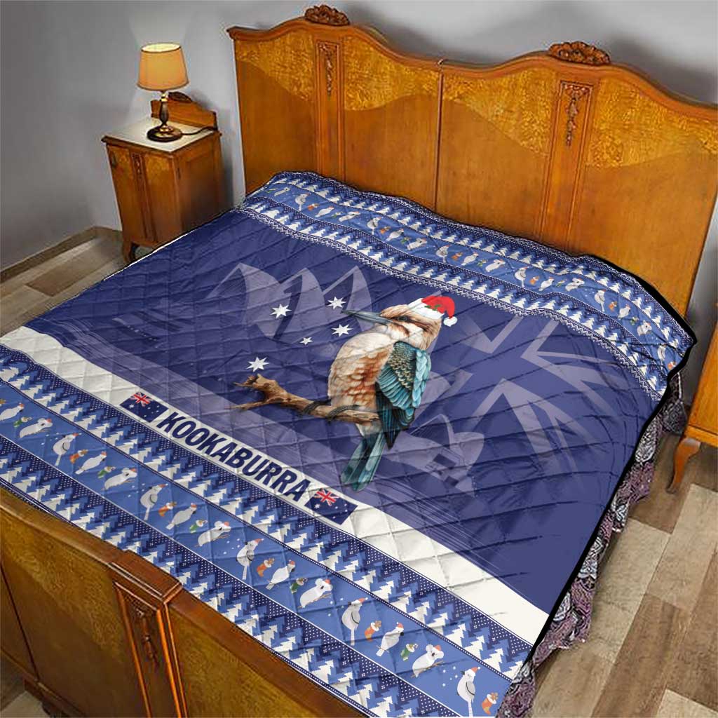 Aussie Kookaburra Quilt Merry Christmas Blue Style