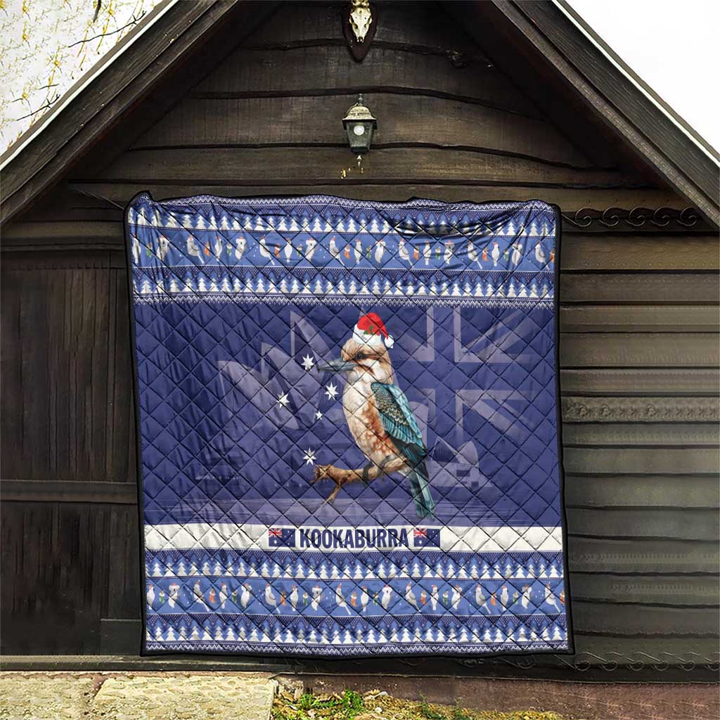 Aussie Kookaburra Quilt Merry Christmas Blue Style