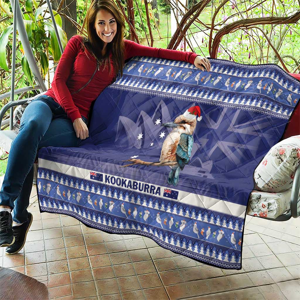 Aussie Kookaburra Quilt Merry Christmas Blue Style