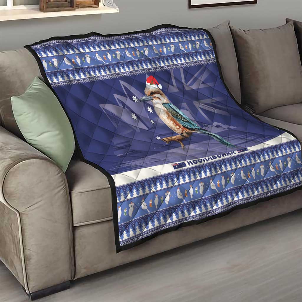 Aussie Kookaburra Quilt Merry Christmas Blue Style