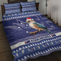 Aussie Kookaburra Quilt Bed Set Merry Christmas Blue Style