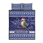 Aussie Kookaburra Quilt Bed Set Merry Christmas Blue Style