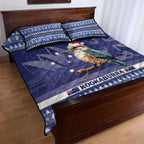 Aussie Kookaburra Quilt Bed Set Merry Christmas Blue Style