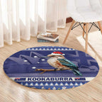Aussie Kookaburra Round Carpet Merry Christmas Blue Style