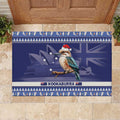 Aussie Kookaburra Rubber Doormat Merry Christmas Blue Style